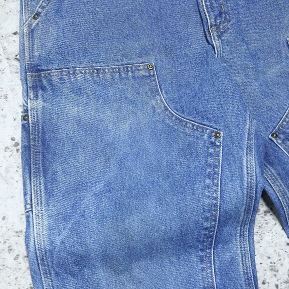 Vintage Carhartt B73 DST Faded Blue Jeans Denim Double Knee Carpenter Pant 33x31 - Picture 7 of 16